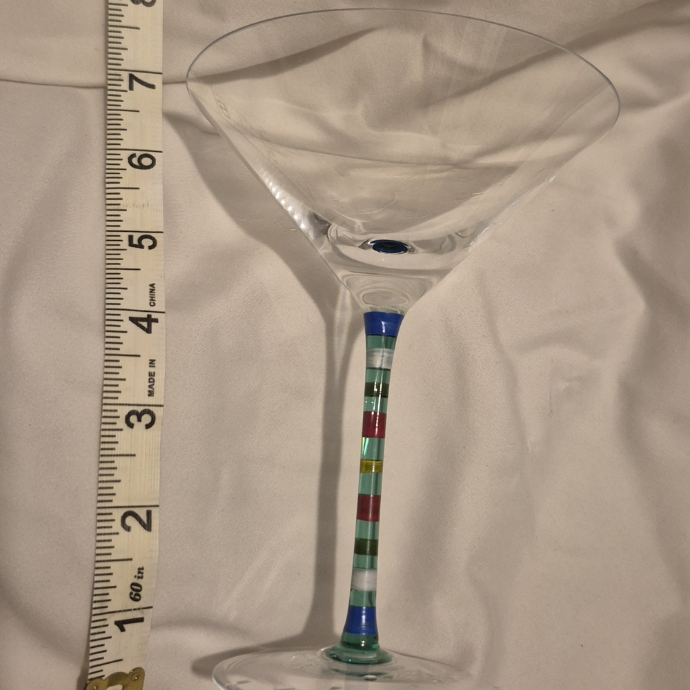 Four Colorful Striped Martini Glasses